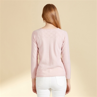 鄂爾多斯市羊絨衫秋冬女士新款簡約粉紅套頭毛衣圖片GQ2578
