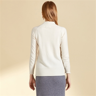 「鄂爾多斯市」女式新款貴群羊絨衫毛衣樽領白色圖片GQ2623