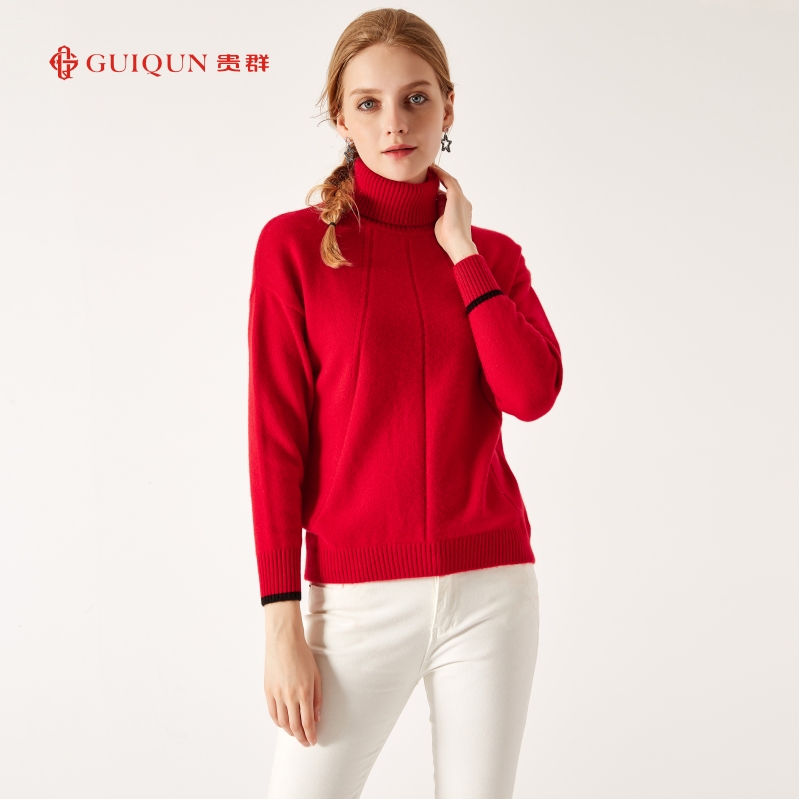 羊絨衫女式新款打底紅色圖片GQ2652